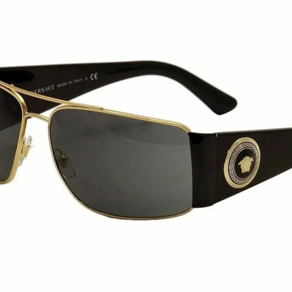 SALE! Versace Men's Black w/ Gold Emblem Sunglass